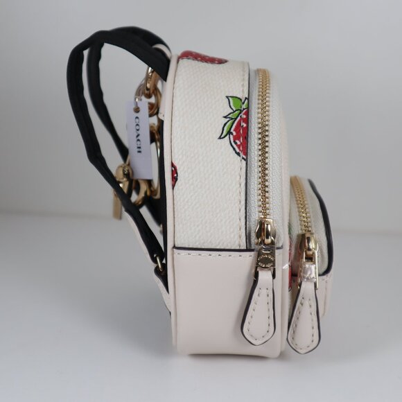 Coach Mini Court Backpack Bag Charm with Strawberry Print CAO93 NWT - Picture 6 of 6